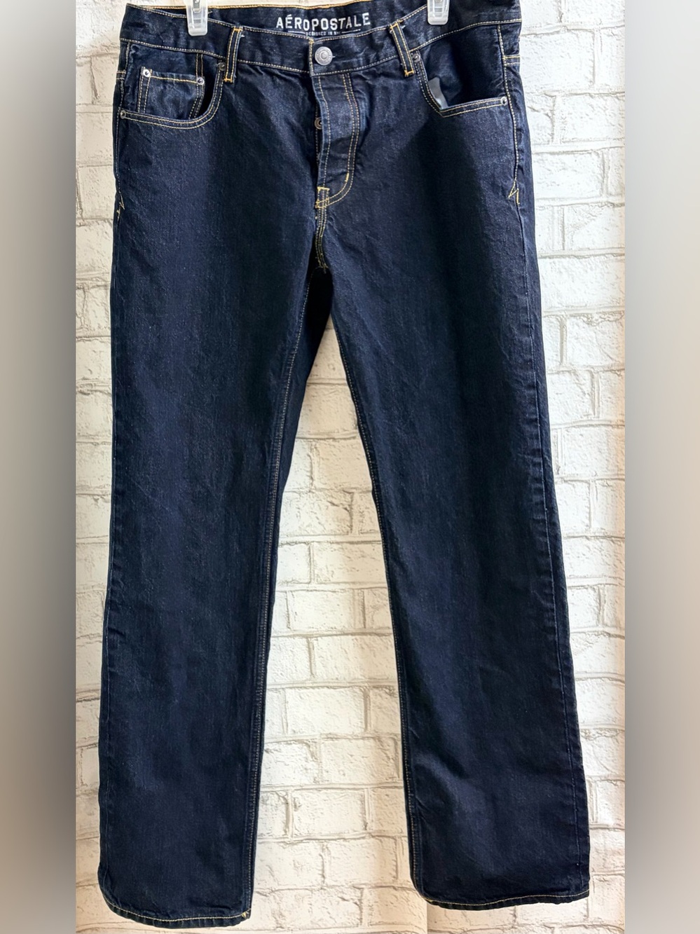 Aeropostale Men's Slim Straight Leg Dark Indigo Jeans